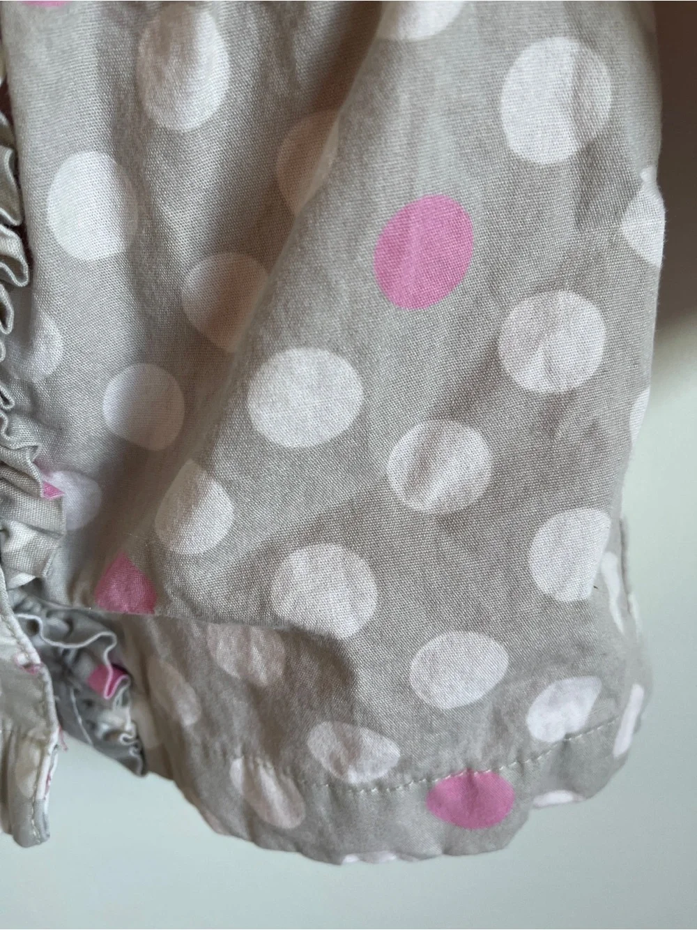 OshKosh B'gosh Pink & Gray Polka Dot Ruffle Jacket 18M